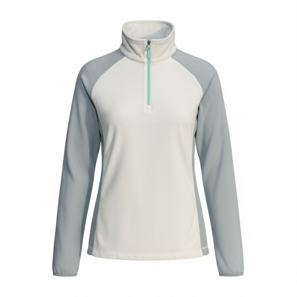 Columbia 1/4 Zip Fleece Pullover Jacket Women's Medium Gray and White